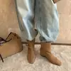 Botines vaqueros retro Chuyuji de punta cuadrada para mujer petite, otoño e invierno, con correas de hebilla, alargan las piernas, versátiles y modernos