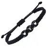 Pulseira Tecida à Mão com Letras do Alfabeto Inglês, Formato de Coração Preto e Branco, Novo Estilo Transfronteiriço, Fashion e Versátil, Atacado para Casais