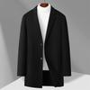 Abrigo de Tweed de Lana Nuevo de Otoño e Invierno 2024 para Hombre de Largo Medio Cruzado de Doble Vista Abrigo Gabardina