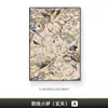 Arte de Pared para Entrada Estilo Vintage, Mural Floral y de Pájaros Retro de Cara a la Puerta, Pintura Decorativa de Pasillo y Vestíbulo Estilo Chino