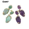 WT-E751 Multicolor Natural Color Opcional Piedra Preciosa Amatista Piedra Destello Doble Piedra Pendientes Clásicos de Banquete para Mujer