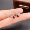 Aretes de Rubí Natural Transfronterizos para Mujer, Accesorios de Nicho de Alta Gama, Joyería de Plata 925, Fábrica de Moda 3*4