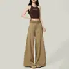 Diseño de cintura de cuadros estilo americano, pantalones casuales de pierna ancha para mujer, nueva colección primavera/otoño, corte holgado, versátiles y con una silueta fluida de pierna recta.