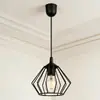 Luminária Pendente Gaiola de Ferro Preta Estilo Industrial E27, Minimalista Nórdico Sala de Jantar Balcão de Bar Quarto Pendente Geométrico em Grade