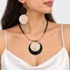 Collar y pendientes de moda transfronterizos TEMU más vendidos con colgante de disco grande, únicos y extravagantes, con un tacto de alta gama y lujoso, diseño de colgante largo