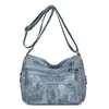 Bolsas Femininas Transfronteiriças 2024 Novo Estilo Casual Bolsa de Ombro de Grande Capacidade Bolsa Transversal de Couro Lavado Moda Bolsa para Mãe Atacado