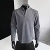 Moletom Henley pesado de 250g para homens, tendência outono 2026, corte solto, camada base perfeita para sobreposição, camiseta de manga longa