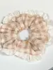 Elástico de Cabelo Scrunchie Listrado com Renda Estilo Coreano para Mulheres, Acessório de Cabelo Suave e Elegante, Elástico de Cabelo Scrunchie Estilo Coreano