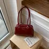 Bolso tipo baguette con relieve brillante de cadena para mujer, bolso de axila, multicolor, versátil para ir al trabajo, de un solo hombro, cruzado, bolso cuadrado pequeño