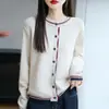 Tejido de punto holgado para mujer, engrosado, mapache, cuello redondo 2026, cárdigan, bloques de color, transfronterizo, nuevo estilo, otoño invierno, felpa, botón frontal