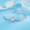Pulseira de prata esterlina S925 trevo de quatro folhas de camada dupla, leve, luxo, nicho, fritillaria, ágata, design moderno, pulseira, joia, presente moderno