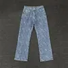 Jeans con Estampado de Letras Estilo Americano Verano 2025 para Hombre Transfronterizos Frescos Street Rectos Casuales Acampanados Modernos