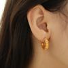 Europa e Estados Unidos novos brincos de aço titânio 18K ouro aço inoxidável tipo C padrão de cânhamo com brincos de diamante joias de metal femininas