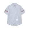 Camisa JL de Manga Corta Rayas Nuevo Hilo de Cinta de Doble Raya Teñido en Hilo Casual de Manga Corta Verano Igual para Hombres y Mujeres