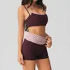 Pantalones de yoga de lunares transfronterizos de cintura alta, conjunto de dos piezas con sujetador sexy de cuello halter, atuendo para correr y fitness, conjunto de pantalones atléticos ajustados