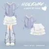 Conjunto de Verão Duas Peças com Manga Curta para Meninas: Novo Conjunto de Camiseta e Saia de Verão para Crianças Maiores
