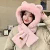 Inverno 2024 Novo Desenho Animado Feminino Cachorro Parchal Espesso Pelúcia Babador Macacão Gorro de Pelúcia Estudante Quente Macacão