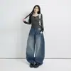 Novedad Otoño 2026 Pantalones Cargo Anchos de Pierna Suelta Estilo Retro Americano Jeans Versátiles de Pierna Banana para Mujer
