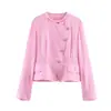 Traje Rosa de Verano para Mujer de Doble Botonadura Estilo Europeo y Americano 2026 83082