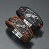 Pulsera tejida de cuero con pluma y hebilla de metal retro europea y americana, pulsera de múltiples capas para hombre, joyería de moda transfronteriza al por mayor