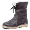 Botas de Nieve para Mujer de Comercio Exterior Transfronterizo de Amazon, Otoño e Invierno, Punta Redonda, Forradas de Felpa, con Cordones, Suela Plana, Talla Grande, Botines Casuales para Mujer