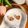 Pendientes de Resina con Forma de Corazón Estilo Retro Maillard Aguja Plateada Pendientes de Ámbar Caramelo de Alta Gama para Mujer
