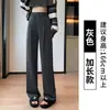 Calça de terno feminina com bolso frontal, nova calça reta para primavera/outono, caimento de alta qualidade, calça de terno formal profissional para negócios