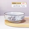 Cuenco bajo de cerámica para uso doméstico, estilo japonés, pintado a mano bajo vidriado, 5.75 pulgadas, cuenco creativo para cocinar al vapor, cuenco individual para cocinar huevos al vapor