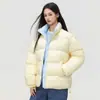 Chaqueta de Algodón con Bloques de Color Americano Jack Chuan Yang Cuello Alto Ropa de Algodón Unisex Invierno Holgada Casual Abrigada Acolchada