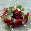 Nueva flor de boda china roja grande vino tinto boda roja pasillo camino plomo suave decoración flor falsa al por mayor