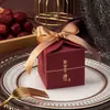 Novedad para 2024 Caja de Dulces para Boda Nueva Rojo Vino TikTok Caja de Dulces para Boda Estilo Mori Estilo Chino Caja de Regalo