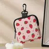 Cartera para Monedas con Estampado de Fresas Cuero Artificial Impermeable Piel Sintética Cremallera Bolsa de Almacenamiento Multifuncional Mini Bolsa para Auriculares