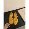 Zapatos Mary Jane de ante poco profundos estilo retro coreano para mujer, nuevos de primavera, slip-on con correa de hebilla en rojo