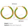 Pendientes de temperamento europeo y americano oro de 18 quilates aceite pulsera multicolor patrón de torsión exagerado círculo grande pendientes únicos pendientes venta al por mayor