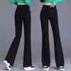 Pantalones acampanados negros de cintura alta para mujer, otoño 2026, corte ajustado, modernos, adelgazantes, con caída, elásticos, pantalones largos casuales