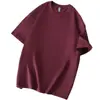 Camiseta de Algodão de Fibra Longa de Peso Pesado 240g com Manga Curta e Decote Ombro a Ombro Verão Versátil Algodão Puro Gola Redonda Manga Curta Tamanho Grande Camiseta Casual