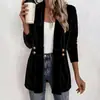Transfronteiriço Novo Outono Inverno 2026 Roupas Femininas Europeias Americanas Veludo Dourado Versátil Cardigã Cor Sólida Solto Casaco de Meio Comprimento Dupla Face