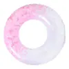 Flotador inflable transparente de estilo minimalista con rayas blancas, engrosado y equipado con asas de seguridad, perfecto para las vacaciones.
