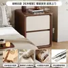 Armario de almacenamiento de mesita de noche estilo vintage 2026 nuevo modelo para dormitorio del hogar, pequeño armario de almacenamiento de mesita de noche estilo crema de madera maciza