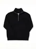 Suéter de Cuello Medio Abierto con Cremallera a Mitad y Líneas en las Cuatro Esquinas Chaqueta Mezclada Estilo Holgado Perezoso Top Tejido Unisex