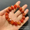Pulseras para Hombres y Mujeres de Cuentas Dzi Sanjiu del Tíbet Pulsera de Estilo Étnico Retro Patrón de Dragón Rojo y Amarillo Cuentas Cilíndricas de Ágata Flor de Hielo