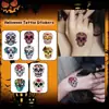 Pegatinas de Tatuaje de Calavera de Azúcar Coloridas de Halloween Transfronterizas Elementos de Calavera Coloridos Fáciles de Aplicar y Fáciles de Quitar Maquillaje para Fiesta de Halloween
