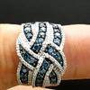 Anillo de zafiro de gran tamaño, bañado en plata 925, para mujeres europeas y americanas.
