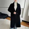 Otoño e Invierno Nuevo Diseño Sentido Abrigo de Lana Doble Cara Mujer Abrigo de Lana de Longitud Media Mujer Abrigo de Lana Grueso Holgado Avena