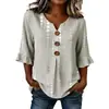 Transfronteriza Nueva Impresión Digital 3D Retro Cómoda Casual Versátil Verano Camisa de Manga Corta para Mujer con Tres Botones