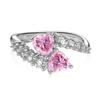 Explosiones Transfronterizas Anillo de Plata Esterlina S925 para Mujer de Alta Gama Zircón Corte Flor de Hielo Azul Rosado Moda Geométrico Anillo de Amor