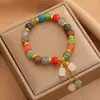 Novo Pulseira Colorida de Lótus Arco-Íris para Mulheres Verão Ins Nicho Pingente de Orquídea Pulseira Pulseira de Namorada