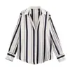 Nova Camisa Casual Feminina de Verão 2024 Solta Gola V Textura de Cetim de Seda Manga Longa Top Drapeado Multicolor 2197745