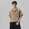 Camisa Polo de Linho Estilo Old Money para Homens, Camisa de Manga Curta Tencel Fresca Verão 2026, Dropshipping Disponível