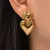 Pendientes Colgantes de Corazón Best-Sellers en Amazon Transfronterizos Europeos y Americanos Pendientes Creativos Sencillos de Moda de Corazón Color Melocotón Metálico para Mujer